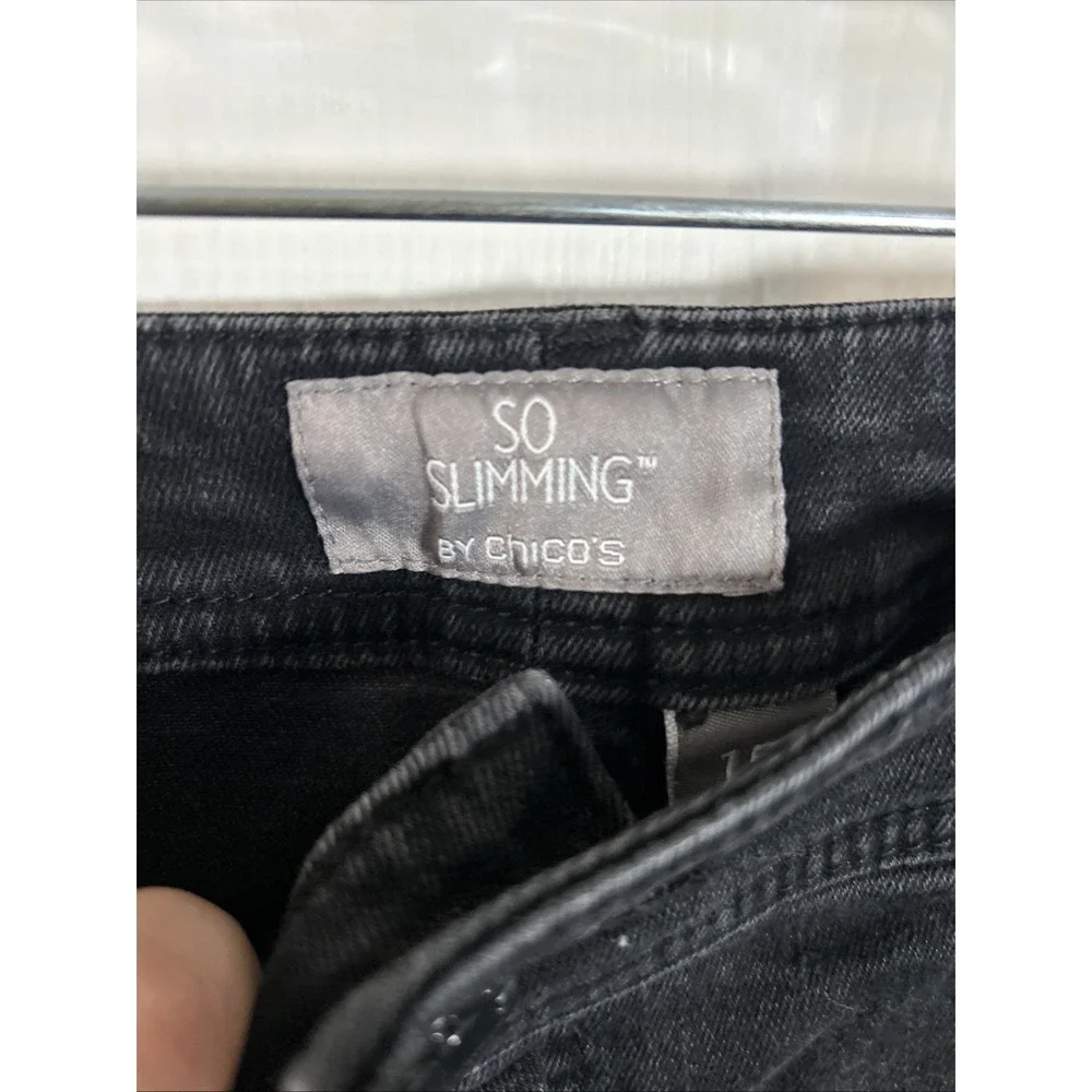 Chicos Womens So‎ Slimming Slim Leg Ankle Jeans Black Size 1.5 (10)